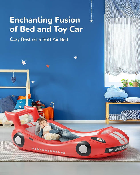 QPAU Blow up Inflatable Toddler Travel Bed with Sides, Toddler Air Mattress for Camping, Traveling, Hotel, or Home Use