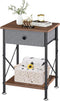 VECELO End Tables, Modern Nightstands with Drawer & Open Shelf, Side Table