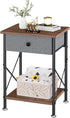 VECELO End Tables, Modern Nightstands with Drawer & Open Shelf, Side Table