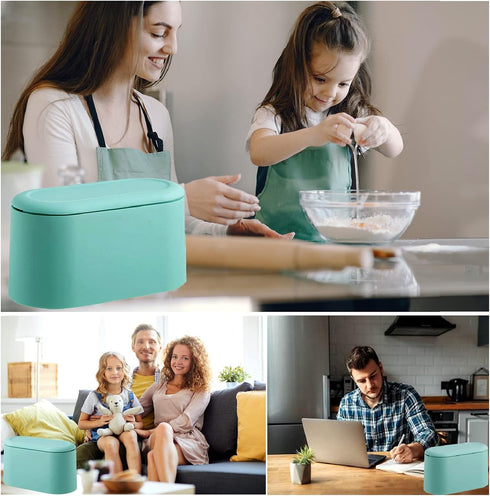 Mini Trash Can with Lid, Removable Small Garbage Can, Tiny Plastic Trash Bin for Bathroom, Office, Kitchen, and Desk