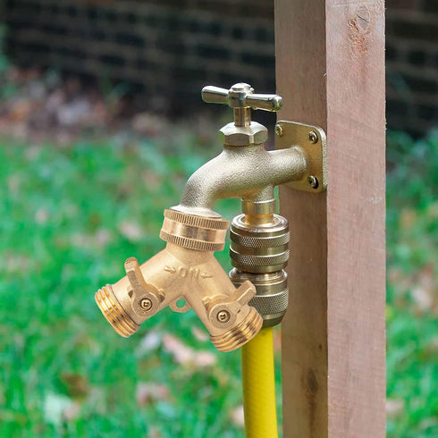 Xiny Tool Hose Splitter, Heavy Duty 2 Way Garden Hose Y Splitter with 2 Valves and Rubber Washers