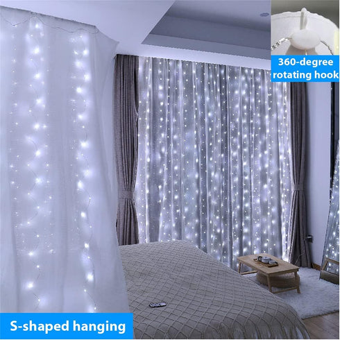 ZSJWL 300 LED White Curtain Lights, 9.8x9.8Ft DIY Fairy String Lights with Remote, 8 Modes Timer for Indoor Outdoor