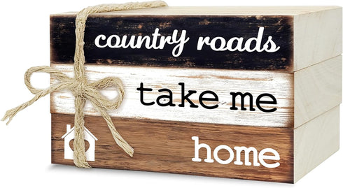 Ycyfckdr Decorative Books for Home Decor, Rustic Wood Book Stack for Table Decor,
