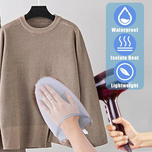 Garment Steamer Ironing Gloves with Finger Loop, Heat Resistant Waterproof Ironing Mitt Anti steam Glove Garment Steamer Accessories for Clothes (grey)