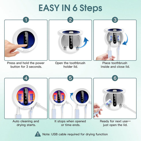 Upgraded UV Toothbrush Cleaner Holder, Toothbrush Holders Wall Mounted, Electric Toothbrush Holder for Bathroom, LED