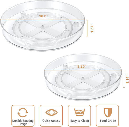 Lazy Susan Condiments Organizer, Spice Rack Storage Turntable for Cabinet, Fridge, Countertop, Pantry, Bathroom, Round