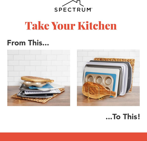 Spectrum Euro Kitchen Organizer, Satin Nickel, Space-Saving Dish Rack Holder for Pots & Pans