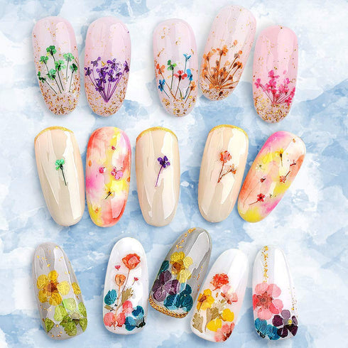 Dried Flowers & Foil Nail Art Kit - 108PCS, 33 Colors, 2 Color Foil, Accessories for Resin Molds