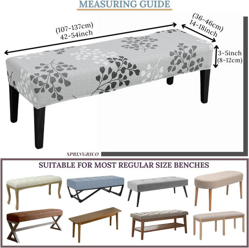 SPRINGRICO Stretch Dining Bench Cover, Removable Bench Slipcover Washable Bench Seat Protector Rectangle Bench Cover