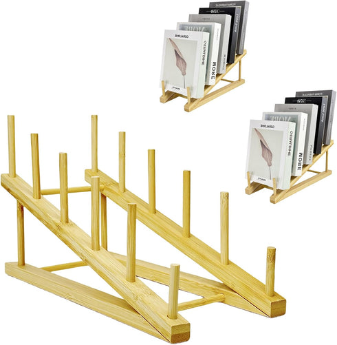 GYSLEOT 3 Pcs Wood Book Stand for Display, Tabletop Book Display Puzzle Rack