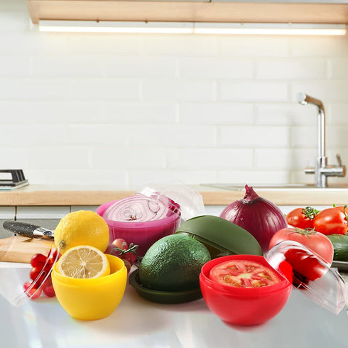 Vegetable and Fruit Storage Containers for Fridge, 4 Pcs BPA Free Reusable Food Saver for Keeping Food Fresh Longer