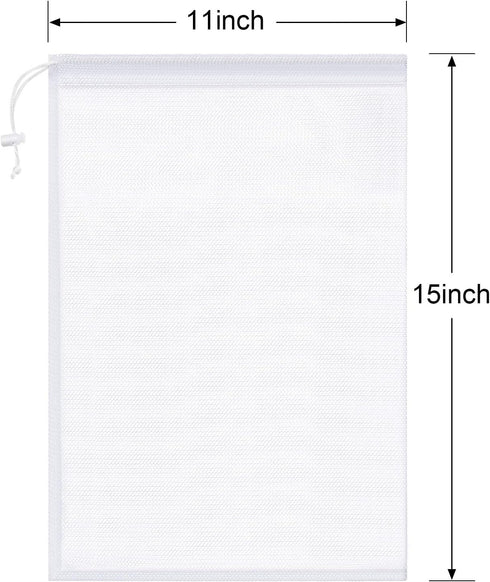 Frienda 6 Pieces Mesh Stuff Sack, 11 x 15 Inch Durable Nylon Drawstring Laundry Bag for Travel