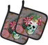 Caroline's Treasures BB5125PTHD Day of The Dead Skull Flowers Pot Holders, Heat Resistant Kitchen Hot Pads