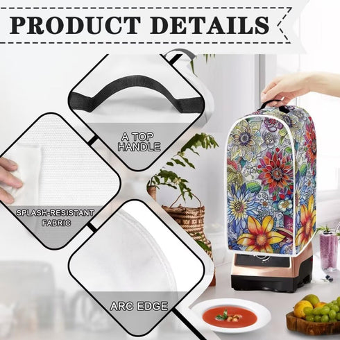 Boho Floral Blender Dust Cover, Anti Fingerprint Polyester Cover for Stand Mixer or Coffee Maker, Stain Resistant