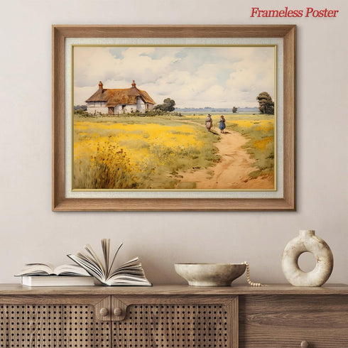 JCSMHVLA Natural Rustic Wall Art, Spring Landscape Prints Country Wildflower Canvas Artwork No Frame