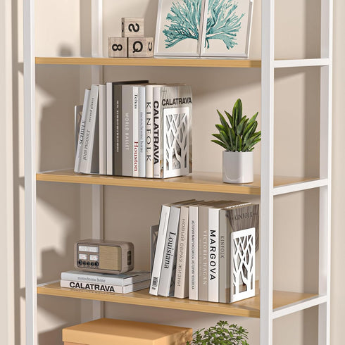 2-Piece, VFINE Withe Bookend Tree Design Bookends for Shelves, Metal Book Ends for Desk, Decoration Stylish Bookshelf