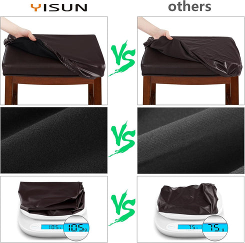 4 Pack Counter YISUN Stool Covers Rectangle - Stretch Oilproof Waterproof PU High Chair Cover Vanity Stool Cover Pub
