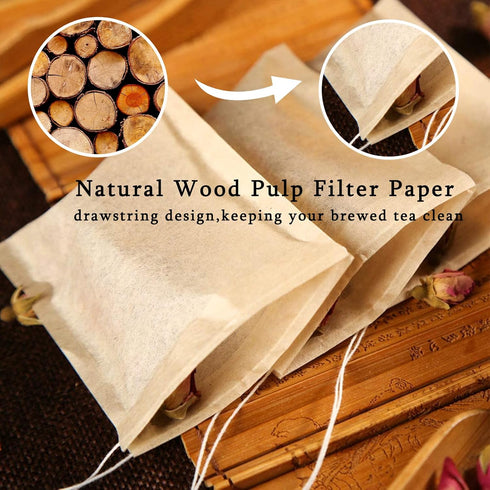 NEPAK 600 Pcs Disposable Tea Filter Bags for Loose Tea, Drawstring Empty Tea Bags, 100% Natural Unbleached Paper