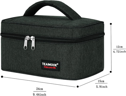 Small Lunch Bag Mini Insulated Lunch Box - Portable for Adults, Men, Women Work with Handle (Black)