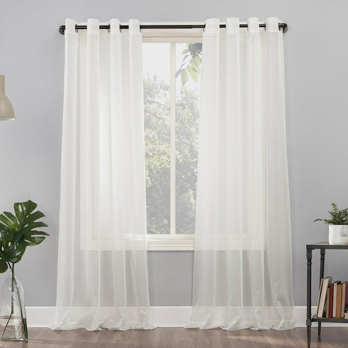 No. 918 Emily Sheer Voile Grommet Curtain Panel, 59" x 63", Eggshell Off-White