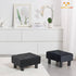 Compact Black Linen Footstool with Sturdy Legs - Ideal for Living Room