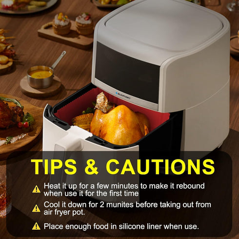 Large Silicone Air Fryer Liners, 5-9 QT, 9.6 Inch Reusable Baking Tray, 2 Pack
