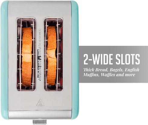OVENTE 2 Slice Toaster, Extra Wide Slot with 6 Toast Settings, Compact Stainless Steel Countertop Toaster