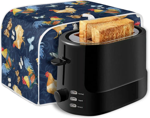 Washable Toaster Dust Cover, 4 Slice Chicken Rooster Decorative Cover, Kitchen Appliance Protector, Fingerprint