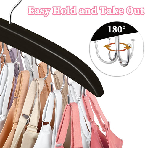 Bra Hanger for Closet, 360° Rotating Organizer with 20 Foldable Hooks for Storage