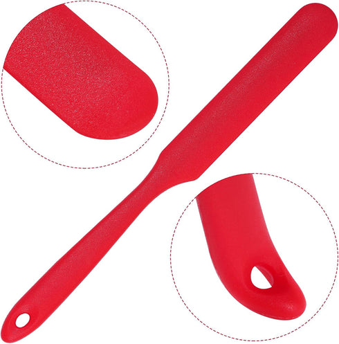 2pcs Heat Resistant Silicone Spatulas, Non-Stick Jar & Cake Cream Butter Scraper Tool with Long Handle (Red, Black)
