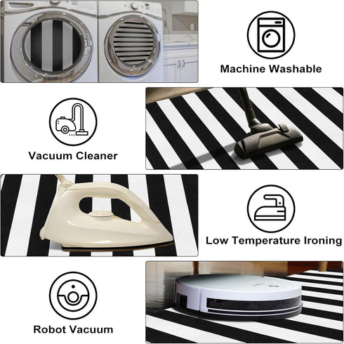 Collive Black and White Striped Outdoor Rug, 24"x 35", Washable Front Christmas Door Mat for Entryway