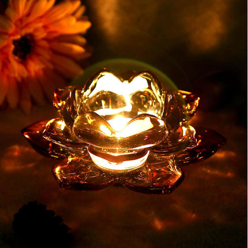 Holders,Set 8,Gold GOLDEAL Lotus Tealight Candle of Glass,Tea Light Holders,Votive Candle Holders Bulk,Pillar Candle