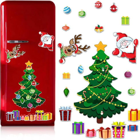 WABIWABI@HOME Set, Magnetic Christmas Tree for Refrigerator, Soft Magnetic Ornaments Reusable Holiday Decor for Kids