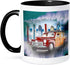 3dRose Classic Woody Car and Big Wave Background Mug, Surfing Lover Gift, 11 oz, Black