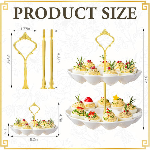 2 24 Countertop Tier Ceramic Easter Deviled Egg Platter Hole Deviled Egg Tray Container, Detachable Eggs Holder Tower
