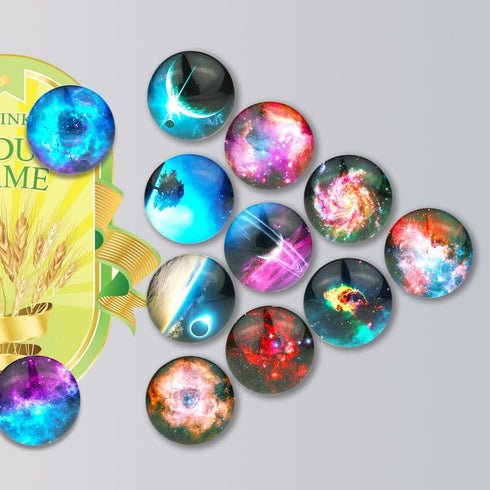Starry Sky Pattern Refrigerator Magnets, 16 Pack, 1.35 Inches Diameter, Best Housewarming Gift