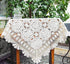Hetao 100% Cotton Handmade Crochet Square Tablecloth Doilies Lace Table Covers,White, 19 Inch