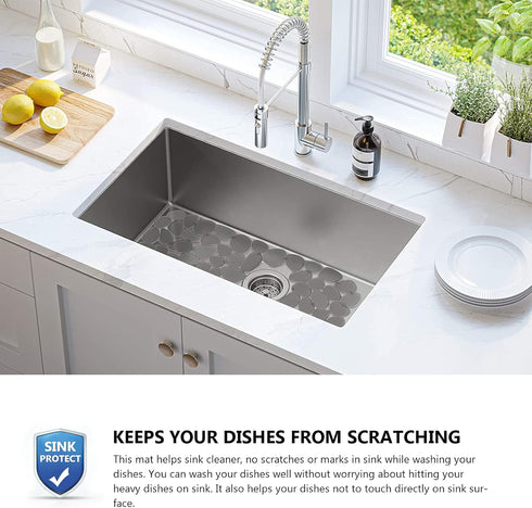 OTHWAY 2Pcs Kitchen Sink Mats, 15.8" x 12", Scratch Free Sink Protector for Stainless Steel/Porcelain Sink, Pebble