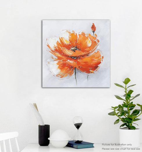 Niwo ART - Orange Poppies Flower Canvas Wall Art Home Decor, Framed and Ready to Hang