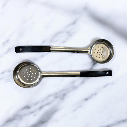 6 Ounce Slotted Stainless Steel Portion Control Ladle Spoon, Commercial Grade Serving Scoops, Pack of 2