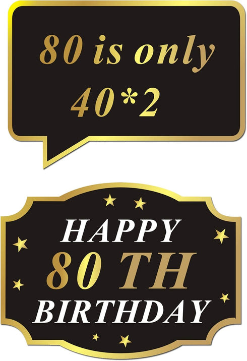 Konsait 80th Birthday Photo Booth Props, 48 Count Funny Party Props Kit for Man Woman 80th Birthday Decorations