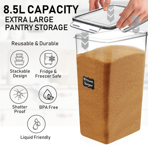 8.5L/287Oz (2 WHITE FEATHER SUPPLIES Extra Large Airtight Food Storage Containers PC) with Lids, Kitchen and Pantry