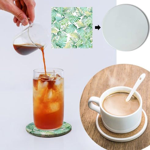 Set (24 Sublimation Ceramic Coasters,Sublimation Blanks Bulk Round Drinks Coffee Cup Beverage Table Coaster, Absorbent
