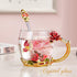 OEAGO Butterfly Rose Glass Coffee Mug Set for Mom - Lead-Free Enamel, Perfect Birthday & Mother's Day Gift from