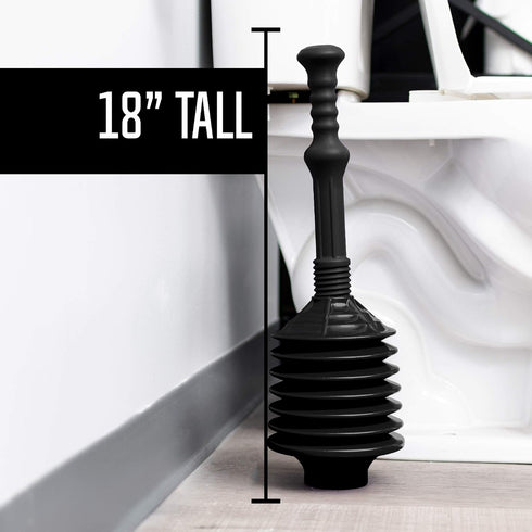 JS Jackson Supplies Professional Bellows Accordion Toilet Plunger, High Pressure Thrust for Heavy Duty Clogs