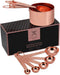 Copper Measuring Cups and Spoons - Stainless Steel 9 Pieces with 2 Rings
