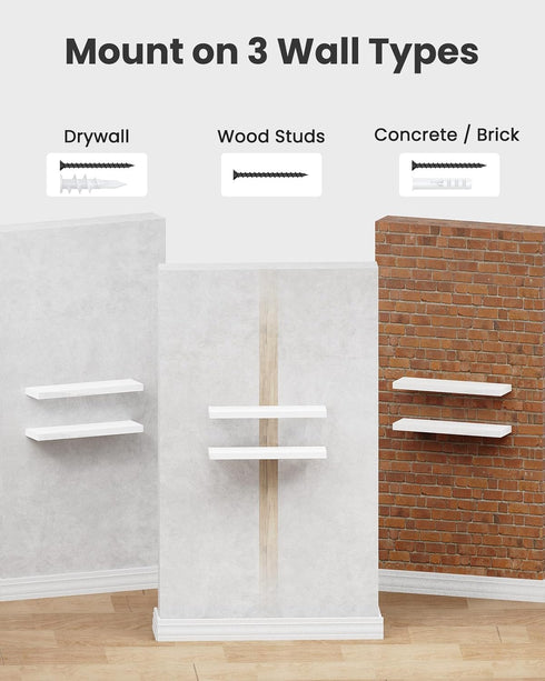 15 7 Inch Set 2 AMADA HOMEFURNISHING Floating Shelves Wall Mounted, x Wall Shelves for Bathroom, Bedroom, Living Room