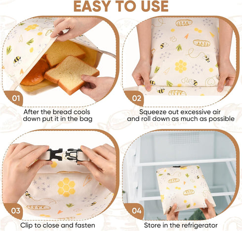 RYJNM 2 Pack Fresh(17"13") Beeswax Bread Bags for Sourdough, Reusable Bees Wax Bread Bag for Homemade Bread, Natural