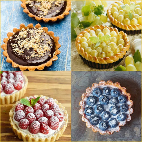 Mini Tart Pan Set of 6, Non-Stick 4 Inch Quiche Pan, Removable Bottom Tart Pan for Pies, Quiche Bakeware, Desserts