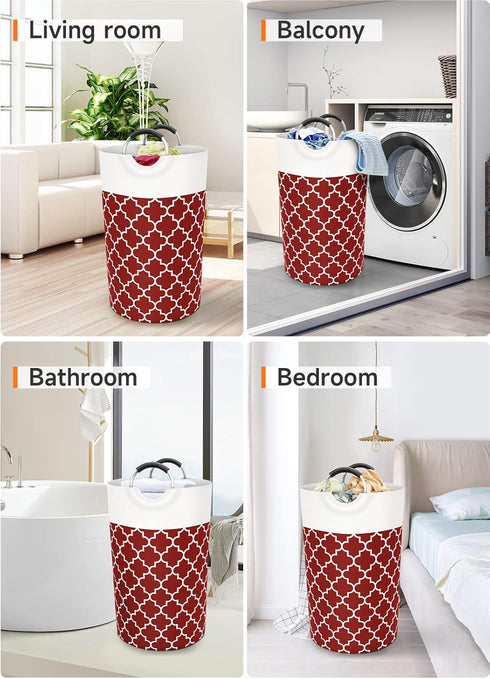Large Laundry Basket, Collapsible Tall Hamper Bag with Handles for Waterproof Travel Bathroom College Essentials